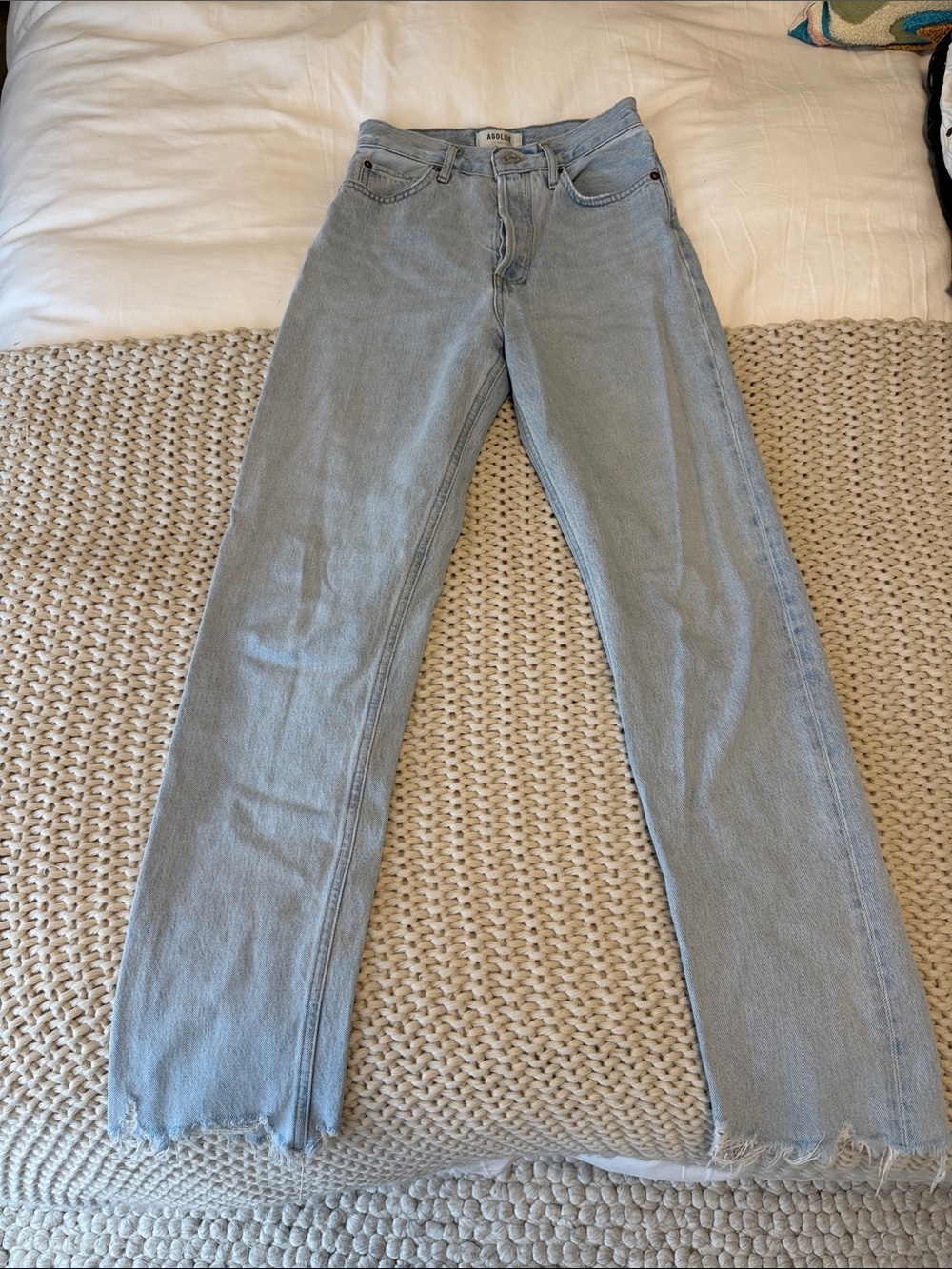 Agolde High Rise Straight Light Blue Jeans